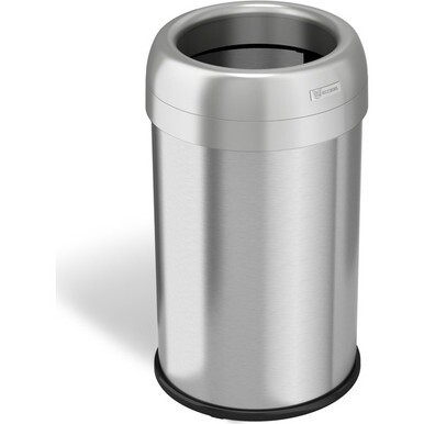 HLS Commercial Stainless Steel Open Top Trash Can - 13 gal Capacity - Round - Manual - Heavy Duty, Fingerprint Resistant, Bacteria Resistant, Vented, Handle, Easy to Clean - 24.5&quot; Height x 14.3&quot; Width