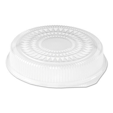 Plastic Dome Lid, Round, Embossed, Fits 212/213, 16&quot; Diameter, Clear, 25/Carton