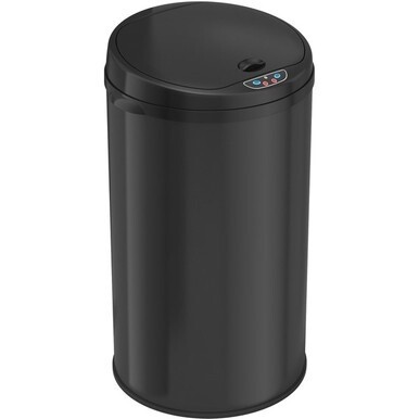 HLS Commercial 8-Gallon Sensor Trash Can - Hinged Lid - 8 gal Capacity - Round - Touchless - Sensor, Bacteria Resistant, Vented, Handle, Mobility, Fingerprint Resistant - 20.2" Height x 11.6" Width - 