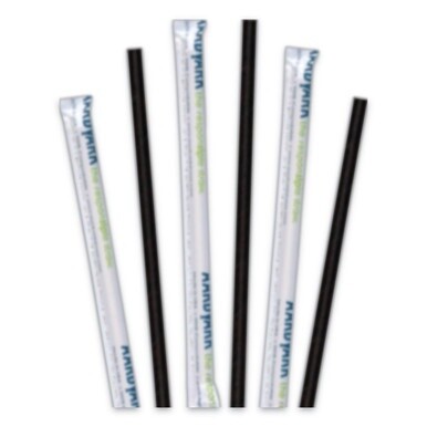 Aardvark Paper Straws, 5.75&quot;, Black, 3,200/Carton