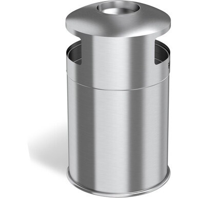 HLS Commercial 50-Gallon Dual Side-Entry Trash Can - 50 gal Capacity - Round - Durable, Compact, Smudge Resistant, Ash Pan, Fingerprint Proof - 40.2&quot; Height x 21.7&quot; Width x 21.7&quot; Depth - Stainless Ste