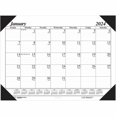 House of Doolittle Economy Refillable Desk Pad  - Monthly - 12 Month - January 2026 - December 2026 - 1 Month Single Page Layout - 22" x 17" Sheet Size - 2.88" x 2.25" Block - Desk Pad - White, Black 