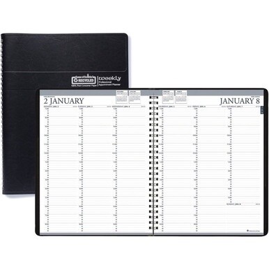 House of Doolittle Black Professional Weekly Planner - Julian Dates - Weekly - January 2024 - December 2024 - 7:00 AM to 8:45 PM - Quarter-hourly - 1 Week Double Page Layout - 8 1/2" x 11" Sheet Size 