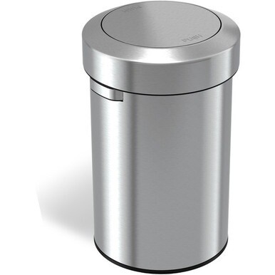 HLS Commercial 17 Gallon Stainless Steel Swing Top - Swing Lid - 17 gal Capacity - Round - Durable, Fingerprint Proof, Smudge Resistant, Handle, Easy to Clean - 25.5&quot; Height x 16&quot; Width x 16&quot; Depth - 