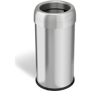 HLS Commercial Stainless Steel Open Top Trash Can - 16 gal Capacity - Round - Manual - Heavy Duty, Fingerprint Resistant, Bacteria Resistant, Vented, Handle, Easy to Clean - 28.3&quot; Height x 14.3&quot; Width