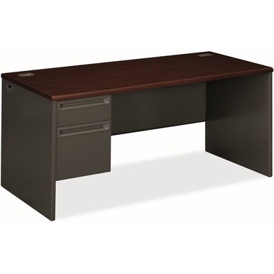 HON 38000 H38292L Pedestal Desk - 66&quot; x 30&quot;29.5&quot; - 2 x Box, File Drawer(s)Left Side - Waterfall Edge - Finish: Charcoal