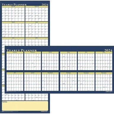 House of Doolittle Laminated Yearly Wall Planner - Julian Dates - Yearly - 12 Month - January 2024 - December 2024 - 60" x 26" Sheet Size - 2" x 1.75" , 1.63" x 2" Block - Paper - Erasable, Laminated 