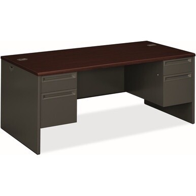 HON 38000 H38180 Pedestal Desk - 72&quot; x 30&quot;29.5&quot; - 4 x Box, File Drawer(s) - Double Pedestal - Waterfall Edge - Finish: Charcoal
