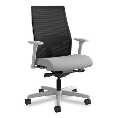 Ignition 2.0 4-Way Stretch Mid-Back Mesh Task Chair, Adjustable Lumbar Support, Frost Seat, Black Back, Titanium Base