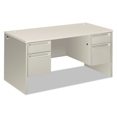 38000 Series Double Pedestal Desk, 60&quot; x 30&quot; x 30&quot;, Light Gray/Silver