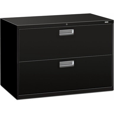 HON Brigade 600 H692 Lateral File - 42&quot; x 18&quot;28.4&quot; - 2 Drawer(s) - Finish: Black