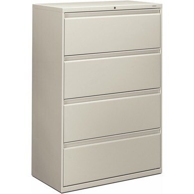 HON Brigade 800 H884 Lateral File - 36&quot; x 18&quot;53.3&quot; - 4 Drawer(s) - Finish: Light Gray