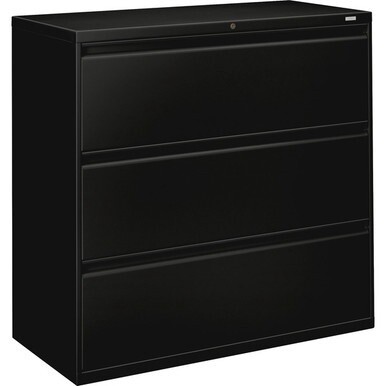 HON Brigade 800 Series Lateral File w/ Drawers - 2&quot; x 18&quot; x 52.5&quot; - 3 x File Drawer(s) - Finish: Black, Baked Enamel