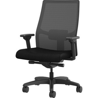 HON Ignition 2.0 Mid-back Big &amp; Tall Task Chair - Black Foam Seat - Black Back - Black Frame - Mid Back - 5-star Base - Armrest - 1 Each