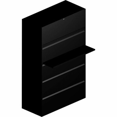 HON 800 Series Full-Pull Locking Lateral File - 5-Drawer - 42&quot; x 19.3&quot; x 67&quot; - 5 x Drawer(s) - Lateral - Black - Baked Enamel