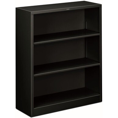 HON Brigade Steel Bookcase | 3 Shelves | 34-1/2&quot;W | Black Finish - 3 Shelf(ves) - 41&quot; Height x 34.5&quot; Width x 12.6&quot; Depth - Adjustable Shelf, Reinforced, Welded, Durable, Compact - Steel - 1 Each