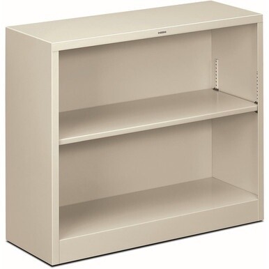 HON Brigade Steel Bookcase | 2 Shelves | 34-1/2&quot;W | Light Gray Finish - 2 Shelf(ves) - 29&quot; Height x 34.5&quot; Width x 12.6&quot; Depth - Adjustable Shelf, Reinforced, Welded, Durable, Compact - Steel