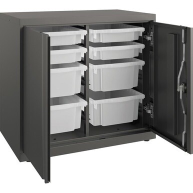 HON Flagship HFMSC182830RWB Storage Cabinet - 30&quot; x 28&quot; - Lockable, Leveling Glide, Removable Lock, Key Lock, Modular - Charcoal - Charcoal