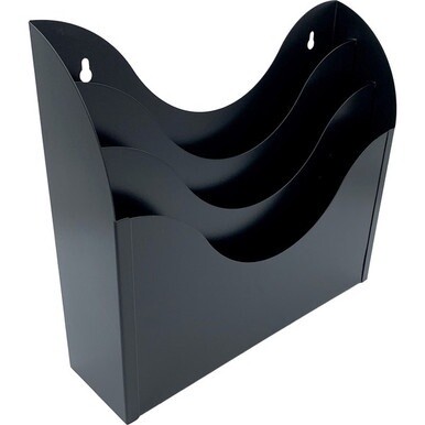 Huron 3-tier Wall Sorter - 3 Tier(s) - Vertical - 11.3&quot; Height x 13&quot; Width x 3.5&quot; Depth - Durable - Black - Steel - 1 Each