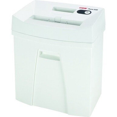 HSM Pure 220 - 1/8&quot; - Strip Cut - 14 Per Pass - for shredding Staples, Paper, Paper Clip, Credit Card - 0.125&quot; Shred Size - P-2/T-2/E-2 - 8.86&quot; Throat - 6.60 gal Wastebin Capacity - White