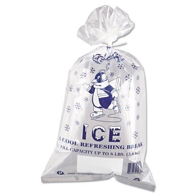 Ice Bags, 1.5 mil, 11&quot; x 20&quot;, Clear, 1,000/Carton