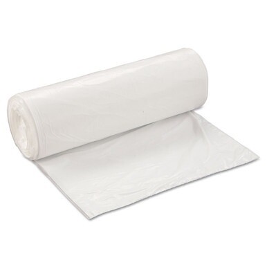 Low-Density Commercial Can Liners, Coreless Interleaved Roll, 60 gal, 0.7 mil, 38&quot; x 58&quot;, White, 25 Bags/Roll, 4 Rolls/Carton