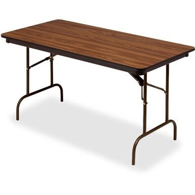 Iceberg Premium Wood Laminate Folding Table - For - Table TopMelamine Rectangle Top - Traditional Style - 60&quot; Table Top Length x 30&quot; Table Top Width x 0.75&quot; Table Top Thickness - 29&quot; Height - Oak - 1 