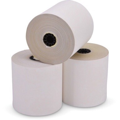 ICONEX 3-1/4&quot; 2-ply Carbonless Paper Roll - 3 1/2&quot; x 80 ft - 60 / Carton - White
