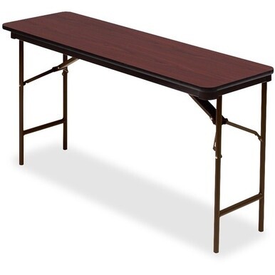 Iceberg Premium Wood Laminate Folding Table - For - Table TopMelamine Rectangle Top - Traditional Style - 60&quot; Table Top Length x 18&quot; Table Top Width x 0.75&quot; Table Top Thickness - 29&quot; Height - Mahogany