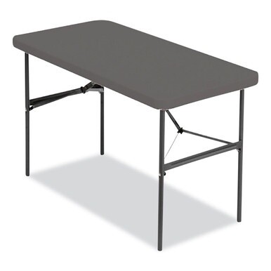 IndestrucTable Commercial Folding Table, Rectangular, 48&quot; x 24&quot; x 29&quot;, Charcoal Top, Charcoal Base/Legs