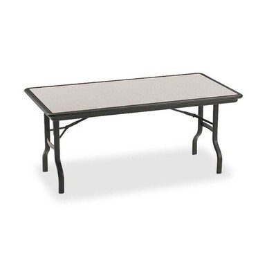 Iceberg IndestrucTable Folding Table - For - Table TopRectangle Top - 96&quot; Table Top Length x 30&quot; Table Top Width - 29&quot; Height - Black, Granite, Powder Coated - Polyethylene, Resinite - 1 Each