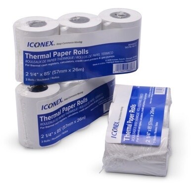 ICONEX Cash Register Roll - 2 1/4&quot; x 85 ft - 3 / Pack - Durable, BPA Free