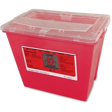 Impact 2-gallon Sharps Container - 2 gal Capacity - Rectangular - Puncture Resistant, Handle - 9.2&quot; Height x 7.9&quot; Width - Red, Translucent - 1 Each