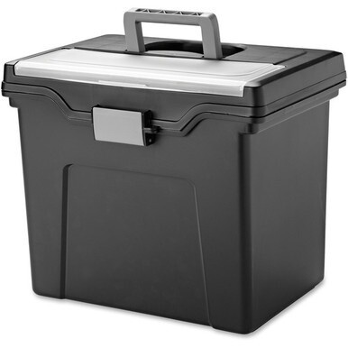 IRIS Portable Letter-size File Box - External Dimensions: 13.8&quot; Length x 10.2&quot; Width x 11.7&quot; Height - Media Size Supported: Letter 8.50&quot; x 11&quot; - Buckle Closure - Black - For Pen/Pencil, Business Card,