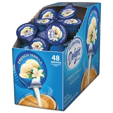 Flavored Liquid Non-Dairy Coffee Creamer, French Vanilla, 0.4375 oz Cup, 48/Box