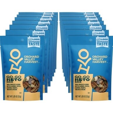 Orchard Valley Harvest Go-Go Keto Mix - Grain-free, Gluten-free, No Artificial Color, No Artificial Flavor, Preservative-free, Resealable Bag - Crunch, Walnut, Almond, Peanut, Blueberry - 1 Serving Ba