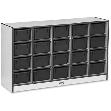 Jonti-Craft Rainbow Accents Cubbie-trays Storage Unit - 29.5&quot; Height x 48&quot; Width x 15&quot; Depth - Durable, Laminated - Black - Rubber - 1 Each