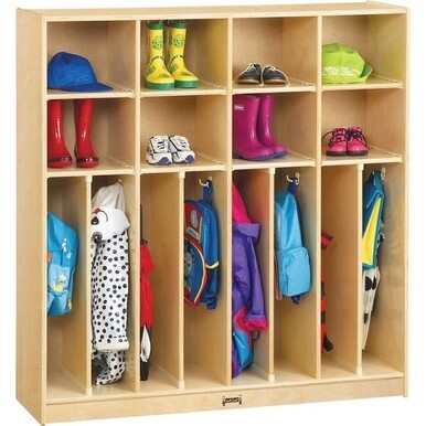 Jonti-Craft Neat-n-Trim Open Cubbie Storage Locker - 50.5&quot; Height x 48&quot; Width x 15&quot; Depth - Double Hook, Stain Resistant, Non-yellowing, Sturdy, Light Duty - Wood Grain - Baltic Birch Plywood - 1 Each