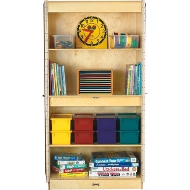 Jonti-Craft Deluxe Classroom Closet - 36&quot; x 24&quot; x 72&quot; - Lockable, Adjustable Shelf, Kick Plate, Non-yellowing, Stain Resistant, Sturdy, Key Lock - Wood Grain - Baltic Birch Plywood
