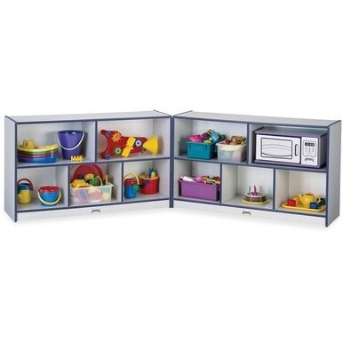 Jonti-Craft Rainbow Accents Fold-n-Lock Storage Shelf - 29.5&quot; Height x 96&quot; Width x 15&quot; Depth - Lockable, Foldable - Navy - Hard Rubber - 1 Each