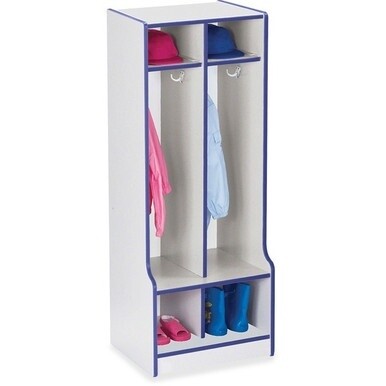 Jonti-Craft Rainbow Accents Double Coat Hooks Step Locker - 2 Compartment(s) - 50.5&quot; Height x 20&quot; Width x 17.5&quot; Depth - Double Hook, Durable - Blue - 1 Each