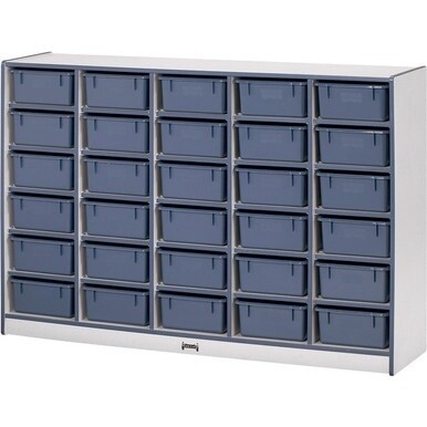 Jonti-Craft Rainbow Accents Cubbie Mobile Storage - 30 Compartment(s) - 42&quot; Height x 60&quot; Width x 15&quot; Depth - Durable, Laminated - Black - Hard Rubber - 1 Each