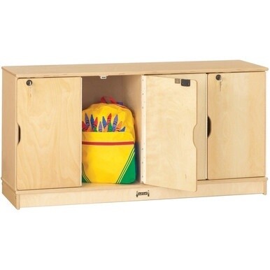 Jonti-Craft Single Stack 4-Section Student Lockers - 48.5&quot; x 15&quot; x 23.5&quot; - Stackable, Lockable, Sturdy, Key Lock, Kick Plate - Wood Grain - Baltic Birch Plywood