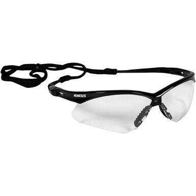 Kleenguard V30 Nemesis Safety Eyewear with KleenVision&amp;trade; - Universal Size - Ultraviolet Protection - Clear Lens - Black Frame - Wraparound Frame, Anti-fog, Lightweight, Slip Resistant, Neck Cord 