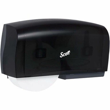 Scott Essential Coreless Jumbo Roll Toilet Paper Dispenser - Coreless Dispenser - 2 x Roll - 11&quot; Height x 20&quot; Width x 6&quot; Depth - Plastic - Black - Durable - 1 Each