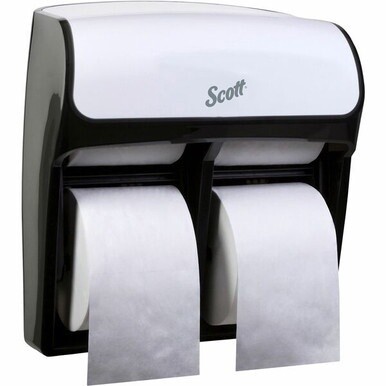 Scott Pro High-Capacity Coreless Standard Roll Toilet Paper Dispenser - Roll Dispenser - 4 x Roll - 12.8&quot; Height x 11.3&quot; Width x 6.2&quot; Depth - Plastic - White - Compact, Durable - 1 Each