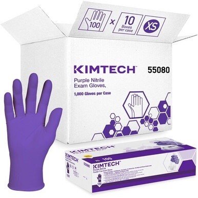 KIMTECH Purple Nitrile Exam Gloves - X-Small Size - For Right/Left Hand - Purple - Latex-free, Textured Fingertip, Non-sterile, Recyclable, Comfortable - For Laboratory Application, Chemotherapy - 100