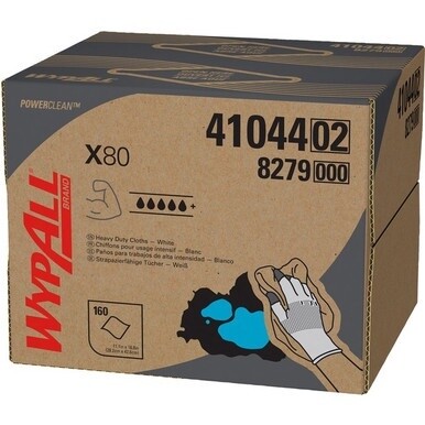 Wypall PowerClean X80 Heavy Duty Cloths - Brag Box - 11.10&quot; x 16.80&quot; - White - Pulp Fiber, Polypropylene - Durable, Soft, Absorbent, Durable, Reusable, Reinforced, Sturdy, Disposable - For Business - 