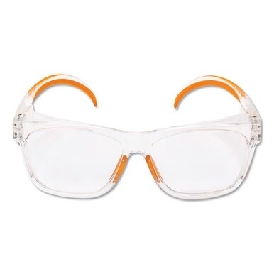 Maverick Safety Glasses, Clear/Orange, Polycarbonate Frame, 12/Box