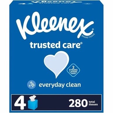 Kleenex Trusted Care Tissues - 2 Ply - 8.20&quot; x 8.40&quot; - White - Soft, Strong, Absorbent, Durable - For Home, Office, School - 70 Per Box - 4 / Pack